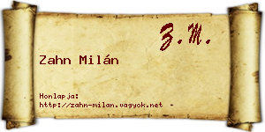 Zahn Milán névjegykártya